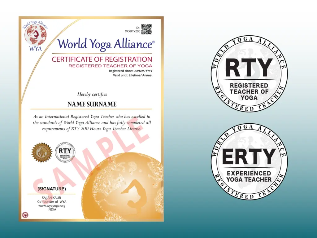 Registered Teacher of Yoga (RTY) and E-RTY license benefits under World Yoga Alliance